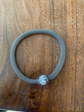 Silpada 7” stretch bracelet Sterling Silver mesh and CZ